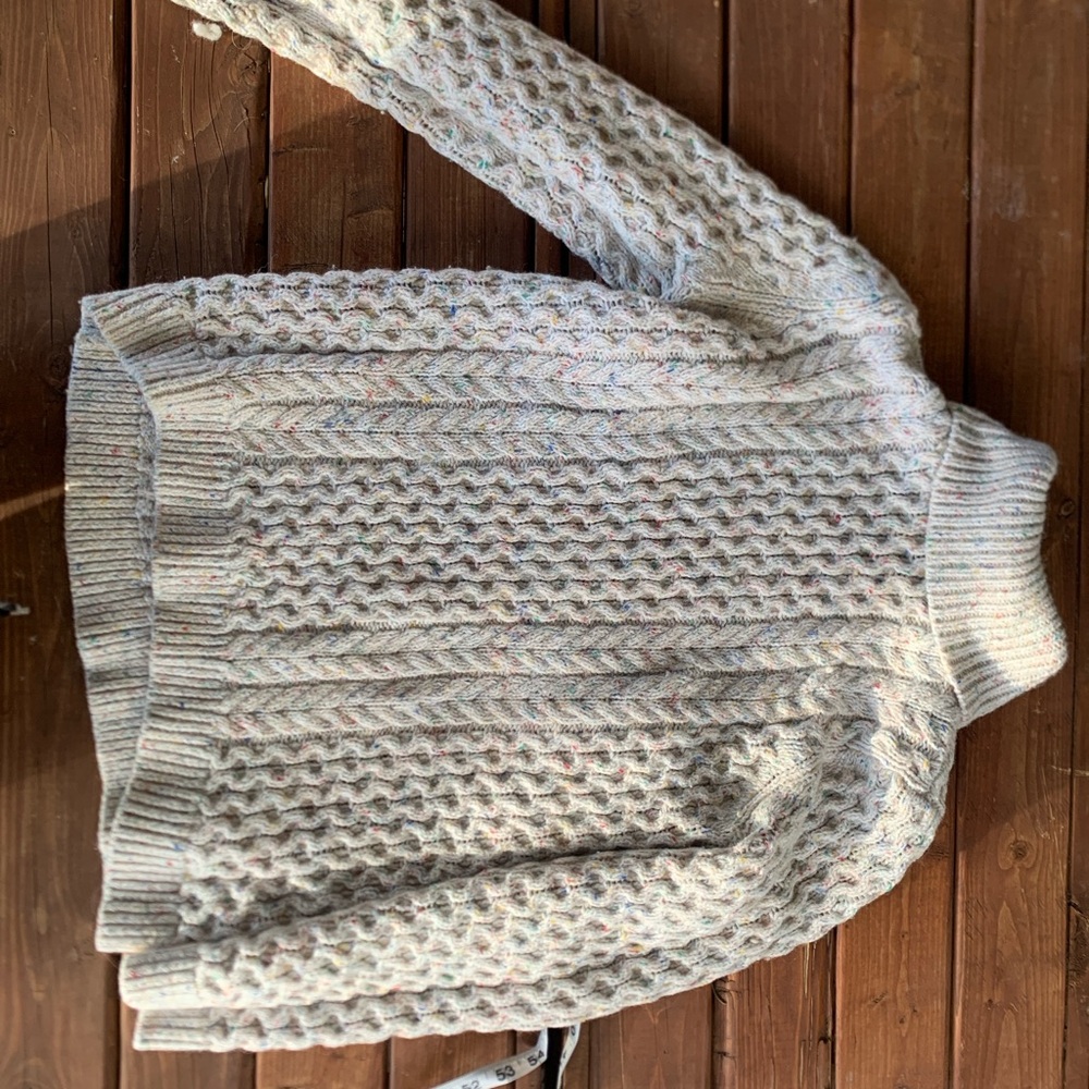 Lands' End Cream Flecked Cable Knit Sweater